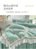 Yeknu Princess Style Korean Bed Skirt Bed Sheet Embroidered Ruffle Lace Quilt Cover Ins Bedding For Girls Luxury Home Textiles
