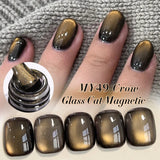 Yeknu  10ml Black Glass Cat Magnetic Gel Nail Polish Ultra Shine Gold Silver Glitter Soak Off UV LED Gel Nail Art Varnish