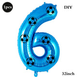 Yeknu  Soccer Birthday Party Decoration Multi Color Number 7 Balloon 32Inch 1 2 3 4 5 6 7 8 9 Digit Football Balloon Large Figure Golob