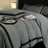 Yeknu  Luxury Hotel Bedding Sets Thick Brushed Bed Sheets White Duvet Cover Set Pillowcase Four Piece Fully Enclosed for Home Gift