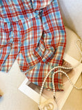 Yeknu  Women Red Plaid Shirts and Blouses Y2k Vintage Harajuku 2000s Elegant Peter Pan Collar Long Sleeve Slash Neck Shirt Clothes
