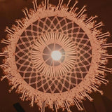 Yeknu  Macrame Lampshade Tapestry Bed Curtain Bohemia Tapestry Handmade Wall Hanging Tassel Pendant Artistic  Boho Decor