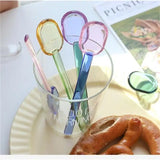 Yeknu  Stained Glass Spoon Dessert Ice Cream Milk Long Handled Spoon Coffee Soup Stirring Spoon High boric acid heat and cold resistanc
