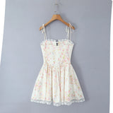 Yeknu  New Summer Sleeveless V-neck Suspender Dresses Women's Blueprint Knitted Dress Casual Boho Beach Mini Dress