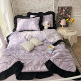 Yeknu  new seersucker chiffon lace washed cotton summer cool quilt four-piece air conditioner quilt three-piece summer quilt set