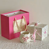 Yeknu Cute Cherry Ceramic Mug, Small Niche Design, Water Cup with Gift Box, Household Drinking Set, Kitchen,Dining and Bar