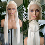 Yeknu   Braided Platinum Blonde Wig13x4 Lace Front Wigs for Women Heat Resistant Synthetic Hair Daily Wear Cosplay Party Wigs