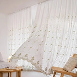 Yeknu  Nordic Embroidered White Gauze Curtains for Living Room Bedroom Window Partition Finished Window Veil Thermal Drapes Custom