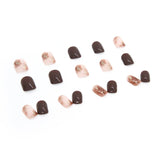 Yeknu  24 PCs Short French Minimalist Smudged Nails with 1 Jelly Gel and 1 Nail File