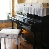 Yeknu  American Country Sle Small Cherry Cotton Linen Piano Towel Lace  Piano Cover Bench Cuion Dustproof Protective Cover