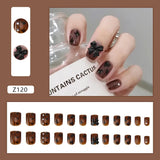 Yeknu  24Pcs Nude Pink False Nail Short Round Style Girl Nail Art Patch Stick on Finger Fake Nail Nude Color Warm Summer false nail