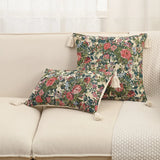 Yeknu  Cotton Linen Flower Cushion Pillowcase Retro European Style Living Room Sofa Backrest High Precision Jacquard Cushion Cover