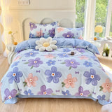 Yeknu  New Cotton Printed Bedding Set Sweet Cozy Sleep Naked Fitted Sheet Sets Single Double Queen Textile Supplies for Adults