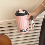 Yeknu  Stainless Steel Insulated Bottle Dual Drink Coffee Cup Fashionable Student Water Cup Portable with Lifting Rope Children's Cup