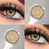 Yeknu  1Pair New Myopia Colorld Contact Lenses With Degree Cleopatra Series 2.0 Lenses Natural Brown Big Eyes Gray Contacts