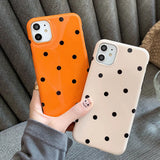 Yeknu  Simple Wave Point Polka-dot Spot Case For iPhone 11 12 13 14 Pro Max Soft TPU Back Cover for iPhone XS Max XR X Shockproof Shell