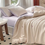 Yeknu  Summer Cooling Ice Silk Bedding Sets Silky Sleeping Naked Skin Friendly Quilt Cover Set Home Dorm Bedclothes for Adults Kids