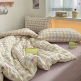 Yeknu 100% Cotton Bedding Set Cartoon Cute Animals Duvet Cover Set Bed Linen Flat Sheets Set 2 Pillowcases Single Double Queen Size