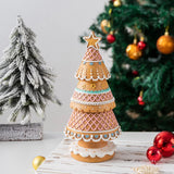 Yeknu  Mini Resin Christmas Tree Ornament Creative Gingerbread Christmas Tree Statue Desktop Crafts Home Christmas Scene Decor Gifts