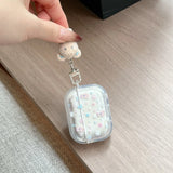 Yeknu  Transparent pink snowflake bear with pendant is suitable for airpods4 protective case airpodspro3rd generation Apple