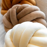 Yeknu  Cream Coffee Knot Pillow Ball Large Decorative Throw Pillows Velvet Round Knotted Pillow for Home Bed Room Couch Decor Office