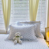 Yeknu 100% Cotton 2pcs Flower Prints Ruffles Pillowcases 48x74cm Sizes Cushion Cover for Bed Floral Style Adults Kids Pillowslip 베개커버