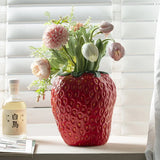 Yeknu Strawberry Vase Shpe Ceramic Vase Cartoon Fruit Floral Arrangement Accessories Hydroponics Terrarium Home Decor Accessories