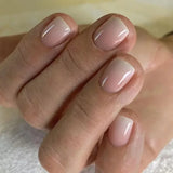Yeknu  24Pcs Glossy Press on Nails Set Short Oval Gradient French Nail Tips Reusable Full Cover Fake Nails with Glue for Women&Girls