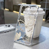 Yeknu  Gold Butterfly Phone Case For iPhone 17 16 15 11 13 12 14 Pro Max 16e Air 7 8 Plus XR SE Soft TPU Transparent Cover