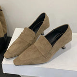 Yeknu  Elegant Pointed Toe Women Pumps Fashion Thin Low Heels Shoes Street Style Party Prom Dress