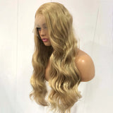 Yeknu  Ash Blonde Wig Loose Body Wave Synthetic Lace Front Wigs Long Curly Natural Wavy Honey Colored Hair 13X4 Frontal Wigs for Women