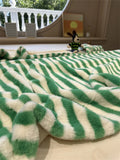 Yeknu Modern Simple Striped Rabbit Velvet Blanket Autumn and Winter Thickened Lunch Break Blanket Bedroom Sofa Shawl Blanket