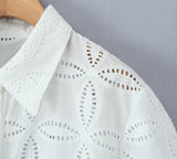 Yeknu  European And American Style Summer Women's Suit White Short-sleeved Shirt + Lace Skirt Embroidery 2-piece Set Skirt