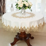 Yeknu  New Lace Tablecloth Pastoral round tablecloth Dining table cloths Home Embroidery table cover rose gold decoration house towel