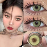 Yeknu  2PCS Color Contact Lenses with Myopia diopter Beauty Soft Lens Green Pupil for Natural Effect Eye Brown Free Shipping