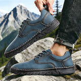 Yeknu  Men Boots Spring Autumn High Top Handmade Leather Shoes Soft Sole Comfortable Fashion Sneakers Non-slip Durable Stylish Loafers