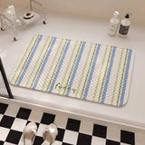 Yeknu  Stripe PVC Bath Mat with Suction Cups Geometric Tub Side Bathroom Mats Shower Area Rug Carpet Non-Slip Pad Aesthetic Home Decor