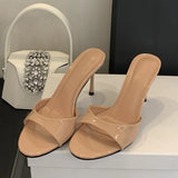 Yeknu  New Summer Fashion Open Toe Women Slipper Slip On Elegant Thin Heel Dress Pumps Ladies Slides