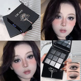 Yeknu  Smoky Black Eye Shadow Palette 9 Colors Black Gray Rose Eyeshadow Lasting Shimmer Eyes Makeup Dark Pressed Glitter Eyeshadow