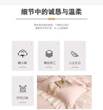 Yeknu French Princess Style Bedding Sets Ruffle Lace Bow Quilt Cover Romantic Bedclothes Decor Woman Girls Bedroom Duvet Cover 4pcs