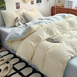 Yeknu  New Duvet Cover Super Soft Pure Color Wash Quilt Cover 4-piece Bedding Set 3-piece Dormitory 180x220 200x230 Skin-friendly