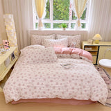 Yeknu  New 100 Cotton with Bed Cover Jet Small Fresh Blue Duvet Cover Skin Friendly Breathable Bedding AB Version Double-sided Use