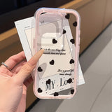 Yeknu  Love Heart Phone Case For iPhone 17 Case iPhone 13 16 15 11 12 14 Pro Max 17 Air Silicone 2 IN 1 Shockproof Soft Clear Cover
