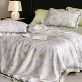 Yeknu 82% lyocell, 8% silk and 10% nylon soft silky flowers digital printing bedding set duvet cover flat/fitted bed sheet pillowcases