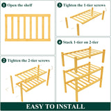 Yeknu  Olanly Durable Bamboo Shoe Organizer For Closet Sturdy Easy Assembly Shoe Rack Stackable Free Standing Wooden Shoe Storage Shelf