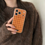 Yeknu  Orange Plaid Grid Pattern Back Cover Case for iPhone 17 16 15 14 Pro Max 13 17Air Shockproof Protective Phone Cases Soft IMD