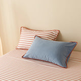 Yeknu Striped Girls Flower Bedding Sets, Washed Cotton Bed Linens, Soft Quilt Cover Sheet Set, Simple Bedspread, Home Textiles