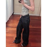 Yeknu  American Retro Low Waist Wide Leg Jeans Women's Summer Autumn Loose Drapey Tall Extended Length Hot Girls Wide Leg Pants