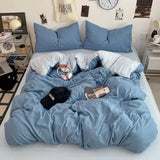 Yeknu  new class A can sleep naked washed cotton solid color sheets student dormitory simple double-spell four-piece bedding
