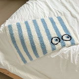 Yeknu  Funny Tufting Eyes Bedroom Rug Stripe Bathroom Mat Tidy Bedside Carpet Foot Pad Bathmat Doormat Aesthetic Home Room Decor